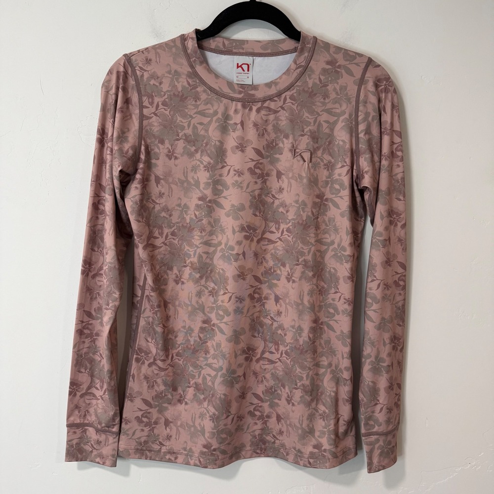 Kari Traa Womens Fryd Base Layer Top M Pink Excellent Floral Long Sleeve 622926